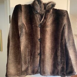 Reversible Fake Fur Jacket  Size M   Cream and Brown